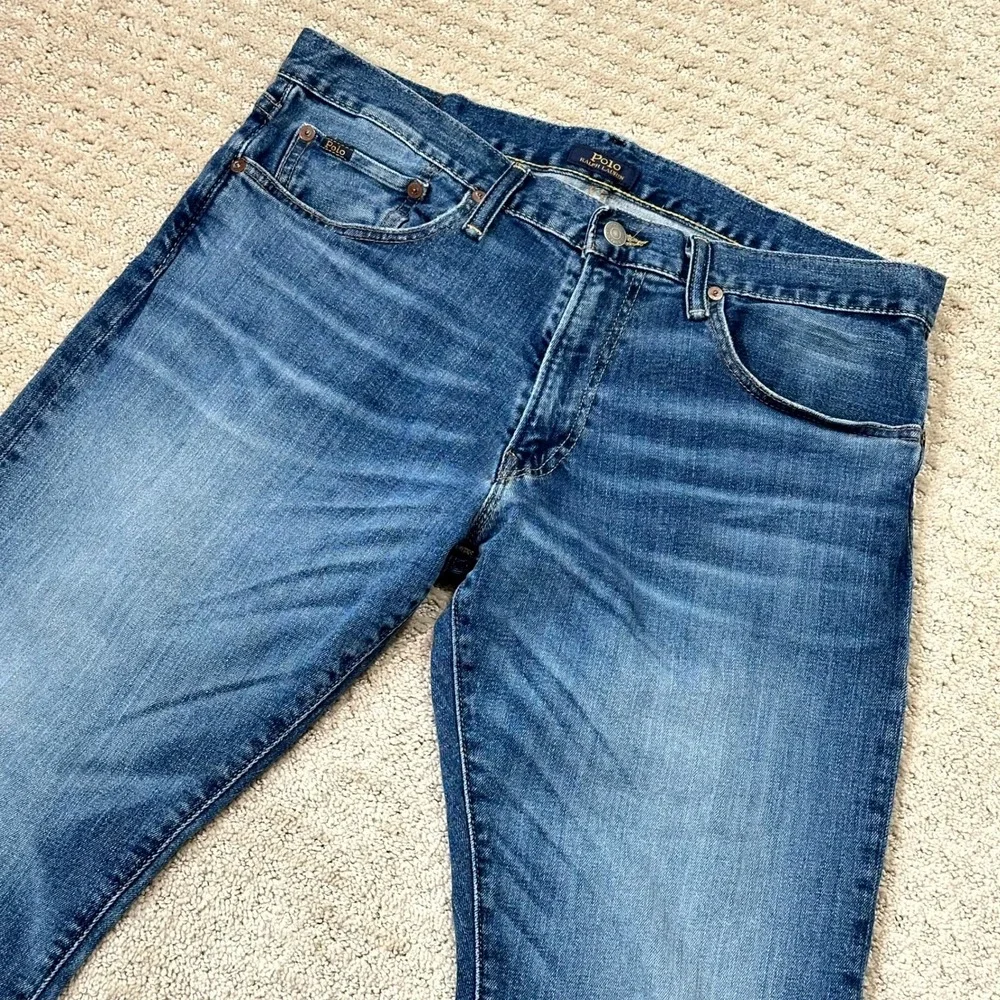 Polo Ralph Lauren Classic Fit Jeans Mens 33x30 Blue Denim Straight Leg Distress